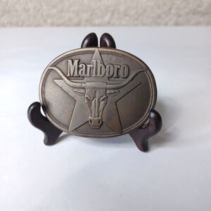 Vintage MARLBORO Longhorn Bull Belt Buckle Solid Brass 1987 Phillip Morris